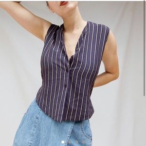 90s Pure French Silk Striped Vest